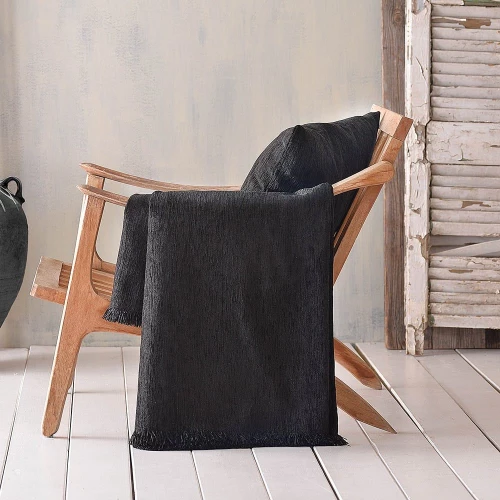 Ριχτάρι Kidal Black Ρυθμός Διθέσιο 180x240cm Chenille-Πολυέστερ
