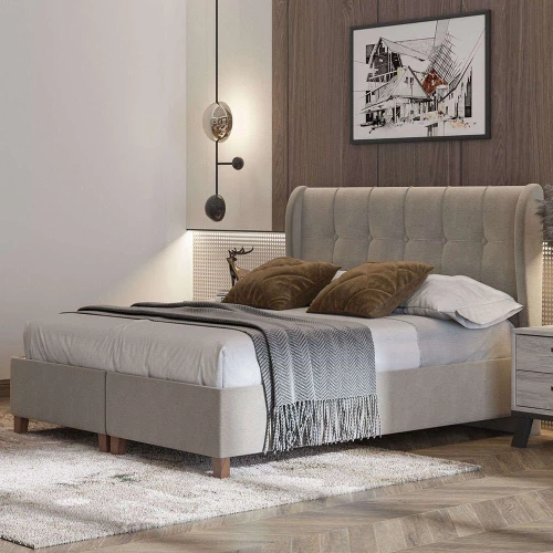 Κρεβάτι Νο85 160x200x120cm Ecru Υπέρδιπλο