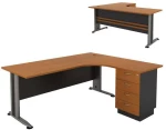 Γραφείο Superior Compact Δεξιά Γωνία ΕΟ995,1New 180x70x75/150x60x75cm Dark Grey-Cherry