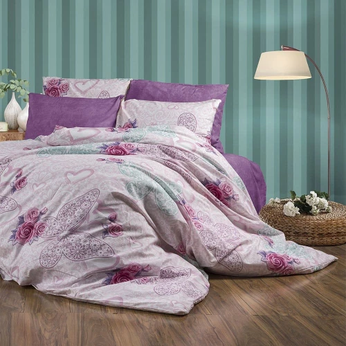 Παπλωματοθήκη Χλόη 457 Pink DimCol Υπέρδιπλο 220x240cm Βαμβάκι-Πολυέστερ