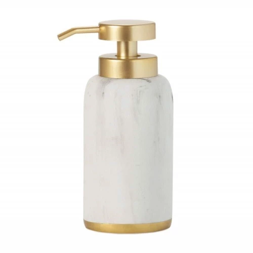 Δοχείο Κρεμοσάπουνου Classic Marble AH-BA72074 Φ7,5x17,5cm White-Gold Andrea House Πολυρεσίνη