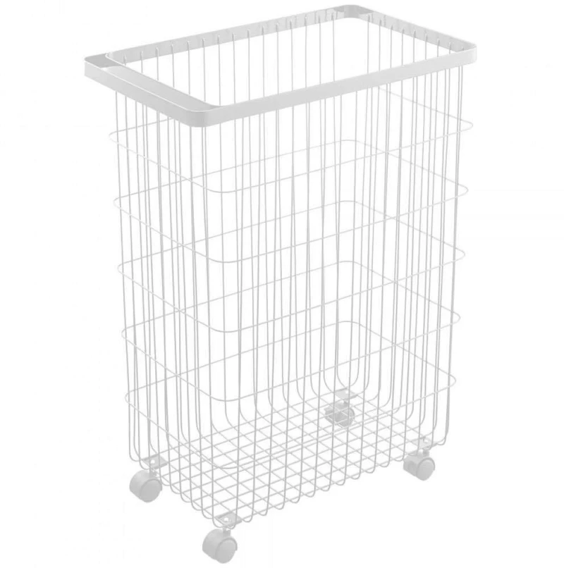 Καλάθι Απλύτων Τροχήλατο YMZK4776 46,5x28x61cm 55lt White Yamazaki Ατσάλι