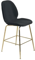 Σκαμπό Nora Μεσαίου Ύψους HM8524.04 Black & Gold Σετ 2τμχ Βελούδο, Μέταλλο