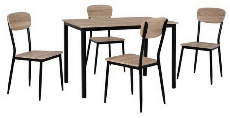 Σετ Τραπεζαρίας 5τμχ HM10339 Sonama-Μαύρο 110x70x76cm 4 Θέσεων