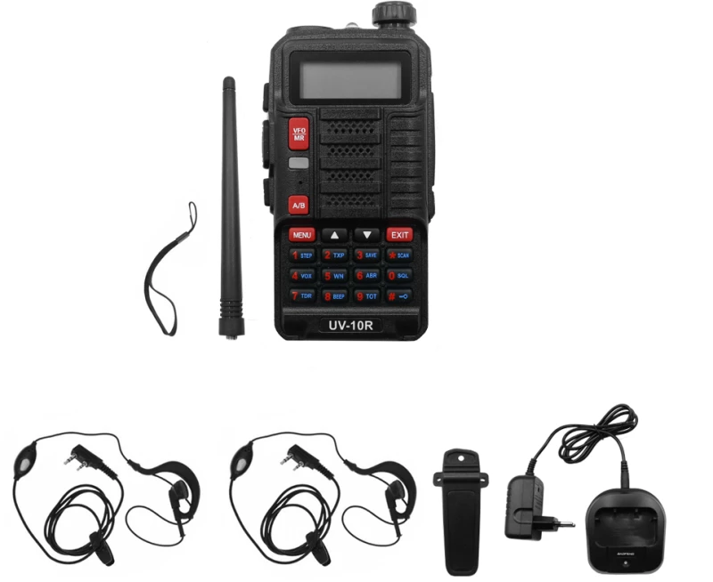 Ασύρματος Φορητός Πομποδέκτης VHF - UHF 10W BAOFENG BF-UV10R Μαύρο 1 τμχ
