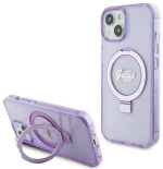 Guess Ring Stand Script Glitter MagSafe - iPhone 15 Case (Purple)