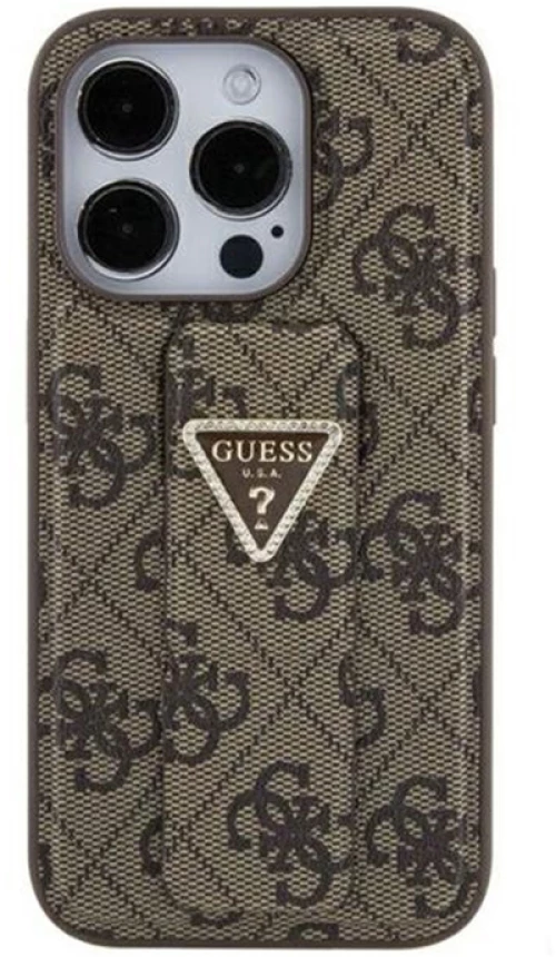 Guess Grip Stand 4G Triangle Strass Logo - iPhone 15 Case (brown)