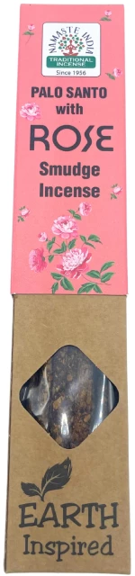 Θυμίαμα Palo Santo με Τριαντάφυλλο Earth Inspired Smudge Incense Rose (10τμχ)