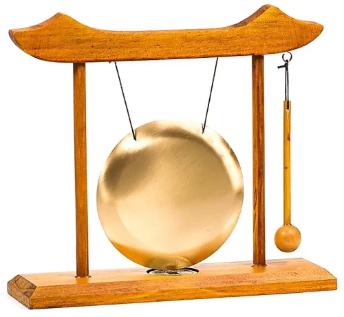 Επιτραπέζιο Table Chime με Ενσωματωμένο Gong και Ραβδί σε Ξύλινο Πλαίσιο