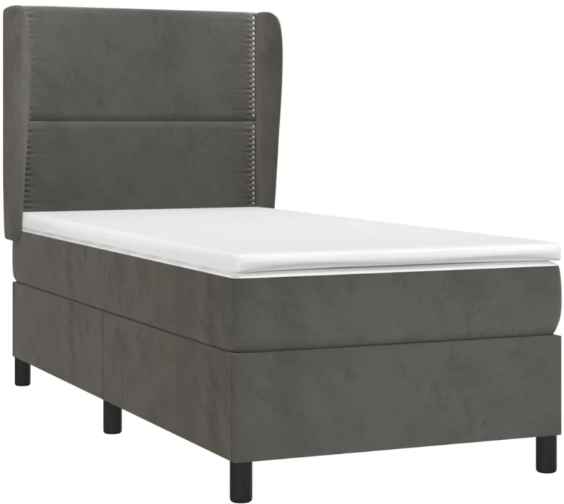 ΚΡΕΒΑΤΙ BOXSPRING ΜΕ ΣΤΡΩΜΑ ΣΚΟΥΡΟ ΓΚΡΙ 100X200 ΕΚ. ΒΕΛΟΥΔΙΝΟ 3129136