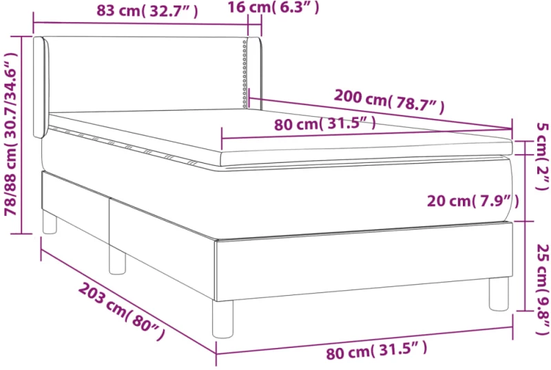 ΚΡΕΒΑΤΙ BOXSPRING ΜΕ ΣΤΡΩΜΑ ΑΝΟΙΧΤΟ ΓΚΡΙ 80X200 ΕΚ. ΥΦΑΣΜΑΤΙΝΟ 3129585