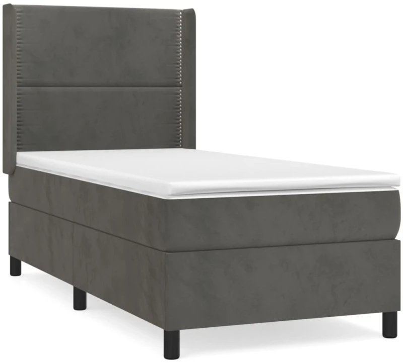 ΚΡΕΒΑΤΙ BOXSPRING ΜΕ ΣΤΡΩΜΑ ΣΚΟΥΡΟ ΓΚΡΙ 100X200 ΕΚ. ΒΕΛΟΥΔΙΝΟ 3132604