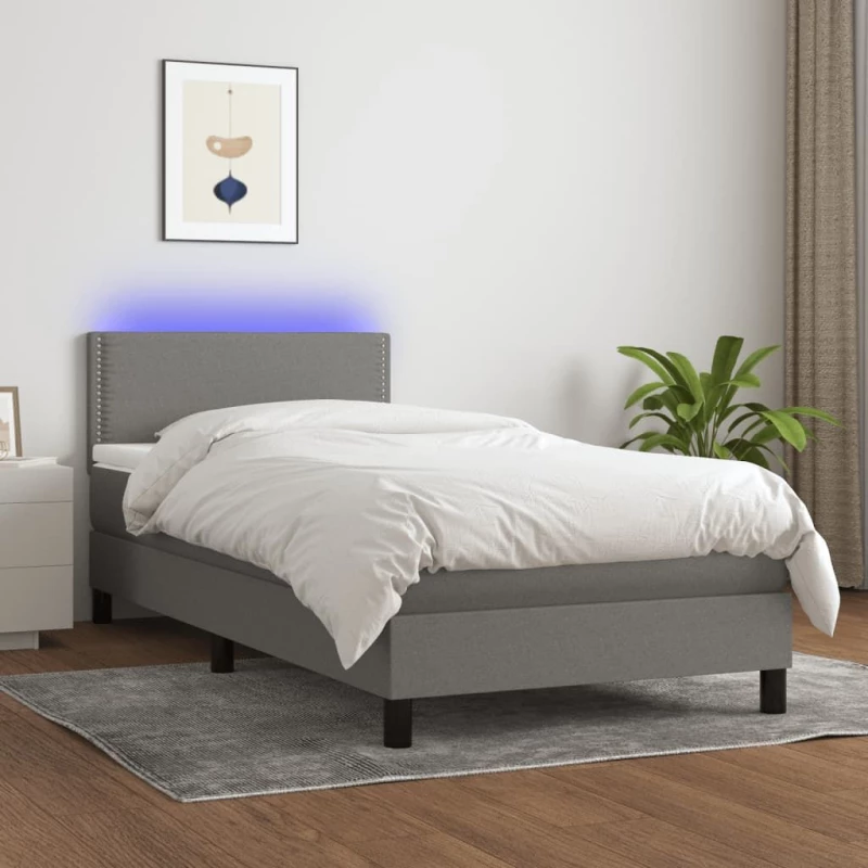 ΚΡΕΒΑΤΙ BOXSPRING ΜΕ ΣΤΡΩΜΑ & LED ΣΚ.ΓΚΡΙ 80X200 ΕΚ. ΥΦΑΣΜΑΤΙΝΟ 3133030