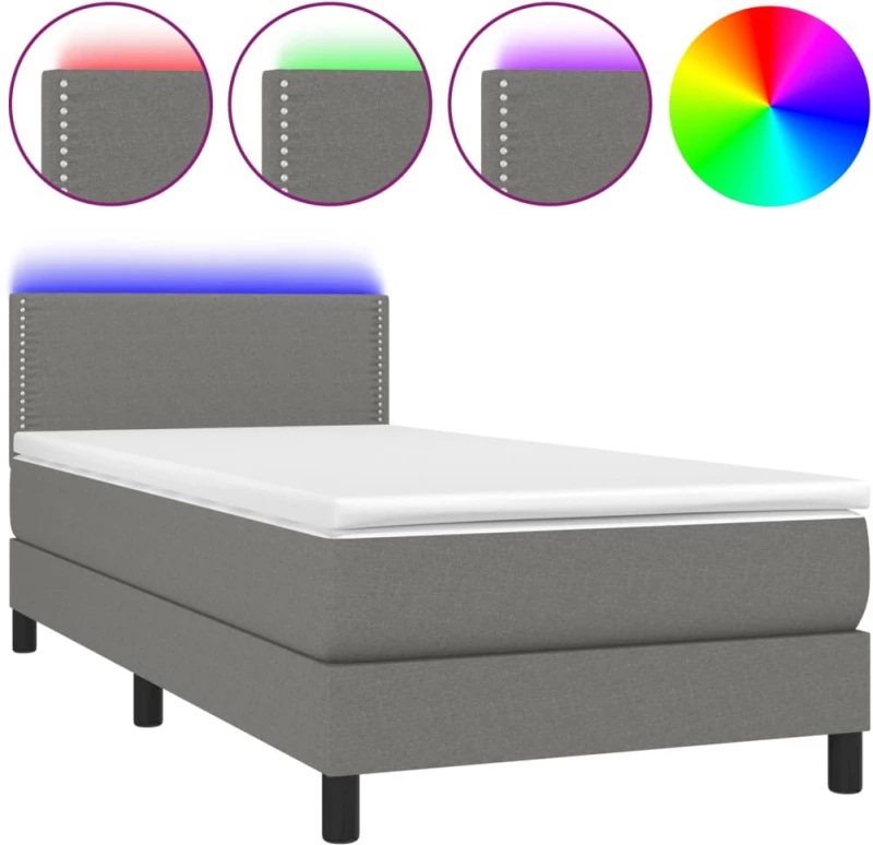 ΚΡΕΒΑΤΙ BOXSPRING ΜΕ ΣΤΡΩΜΑ & LED ΣΚ.ΓΚΡΙ 80X200 ΕΚ. ΥΦΑΣΜΑΤΙΝΟ 3133030