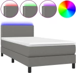 ΚΡΕΒΑΤΙ BOXSPRING ΜΕ ΣΤΡΩΜΑ & LED ΣΚ.ΓΚΡΙ 80X200 ΕΚ. ΥΦΑΣΜΑΤΙΝΟ 3133030