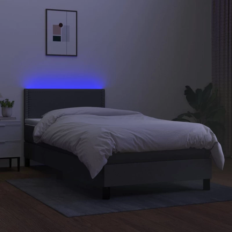 ΚΡΕΒΑΤΙ BOXSPRING ΜΕ ΣΤΡΩΜΑ & LED ΣΚ.ΓΚΡΙ 80X200 ΕΚ. ΥΦΑΣΜΑΤΙΝΟ 3133030