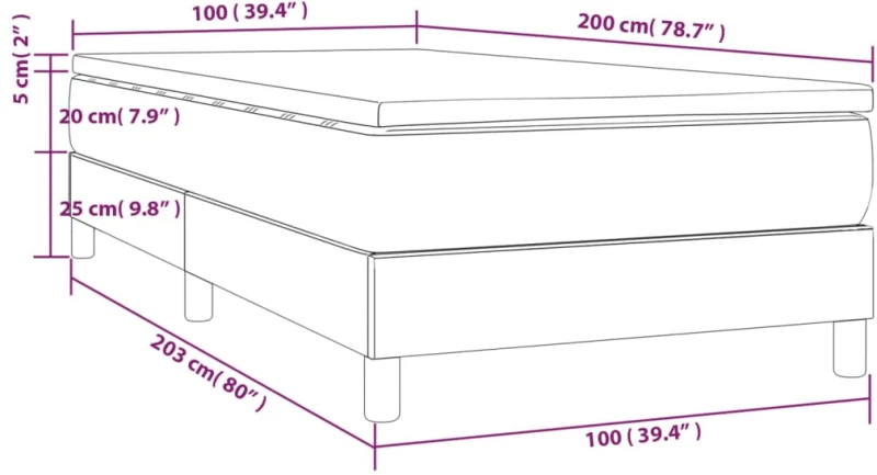 ΚΡΕΒΑΤΙ BOXSPRING ΜΕ ΣΤΡΩΜΑ ΣΚΟΥΡΟ ΓΚΡΙ 100X200 ΕΚ. ΒΕΛΟΥΔΙΝΟ 3144316