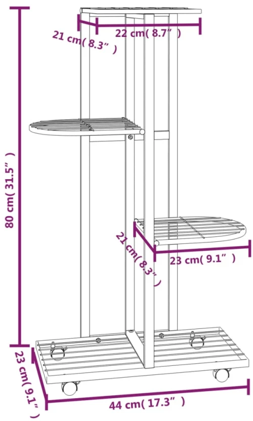 ΒΑΣΗ ΛΟΥΛΟΥΔΙΩΝ 4 ΕΠΙΠΕΔΩΝ ΜΕ ΡΟΔΕΣ 44X23X80 ΕΚ. ΜΑΥΡΗ ΣΙΔΕΡΟ 343115