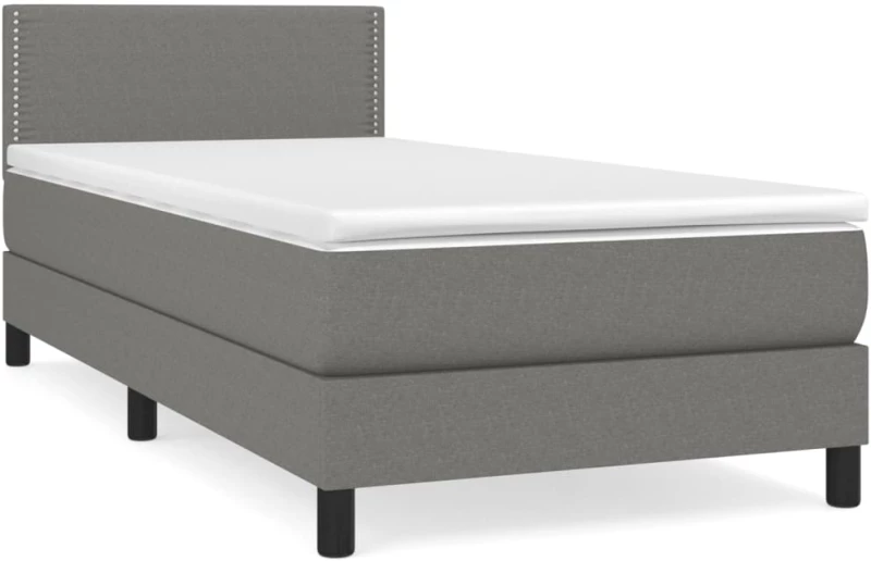 ΚΡΕΒΑΤΙ BOXSPRING ΜΕ ΣΤΡΩΜΑ ΣΚΟΥΡΟ ΓΚΡΙ 90X190 ΕΚ. ΥΦΑΣΜΑΤΙΝΟ 3139938