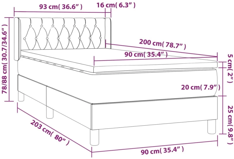 ΚΡΕΒΑΤΙ BOXSPRING ΜΕ ΣΤΡΩΜΑ ΣΚΟΥΡΟ ΚΑΦΕ 90X200 ΕΚ. ΥΦΑΣΜΑΤΙΝΟ 3129924