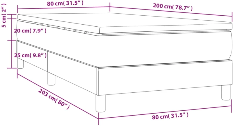ΚΡΕΒΑΤΙ BOXSPRING ΜΕ ΣΤΡΩΜΑ ΣΚΟΥΡΟ ΜΠΛΕ 80 X 200 ΕΚ. ΒΕΛΟΥΔΙΝΟ 3144301
