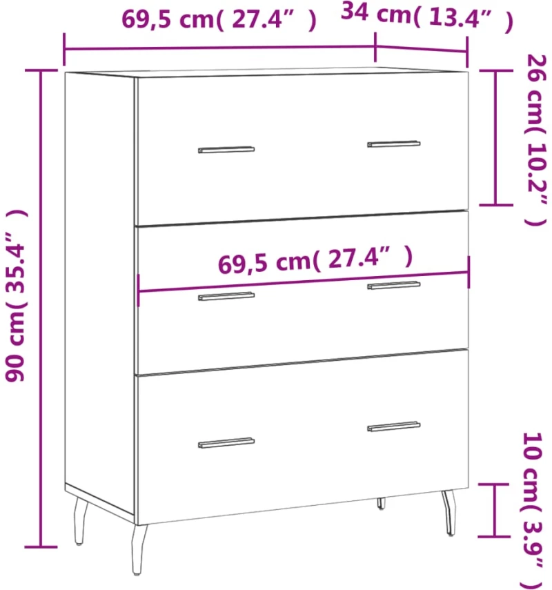 ΝΤΟΥΛΑΠΙ ΓΚΡΙ SONOMA 69,5 X 34 X 90 ΕΚ. ΑΠΟ ΕΠΕΞΕΡΓΑΣΜΕΝΟ ΞΥΛΟ 827874