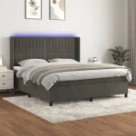 ΚΡΕΒΑΤΙ BOXSPRING ΜΕ ΣΤΡΩΜΑ & LED ΣΚ. ΓΚΡΙ 160X200ΕΚ. ΒΕΛΟΥΔΙΝΟ 3139692