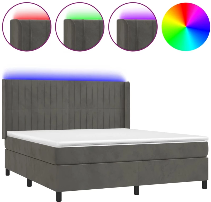 ΚΡΕΒΑΤΙ BOXSPRING ΜΕ ΣΤΡΩΜΑ & LED ΣΚ. ΓΚΡΙ 160X200ΕΚ. ΒΕΛΟΥΔΙΝΟ 3139692