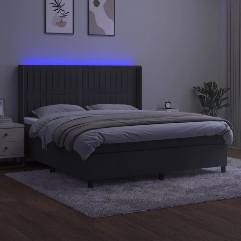 ΚΡΕΒΑΤΙ BOXSPRING ΜΕ ΣΤΡΩΜΑ & LED ΣΚ. ΓΚΡΙ 160X200ΕΚ. ΒΕΛΟΥΔΙΝΟ 3139692