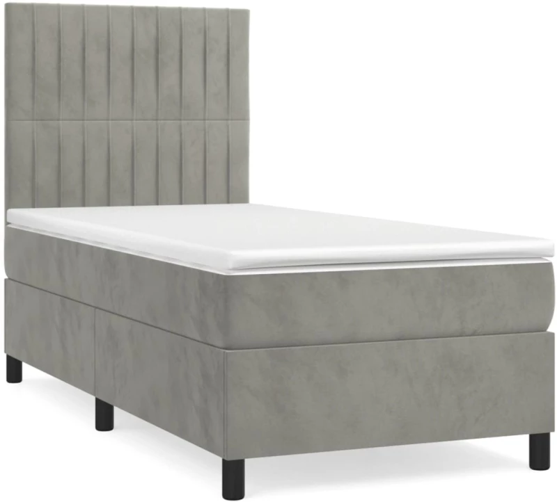 ΚΡΕΒΑΤΙ BOXSPRING ΜΕ ΣΤΡΩΜΑ ΑΝΟΙΧΤΟ ΓΚΡΙ 100X200 ΕΚ. ΒΕΛΟΥΔΙΝΟ 3143127