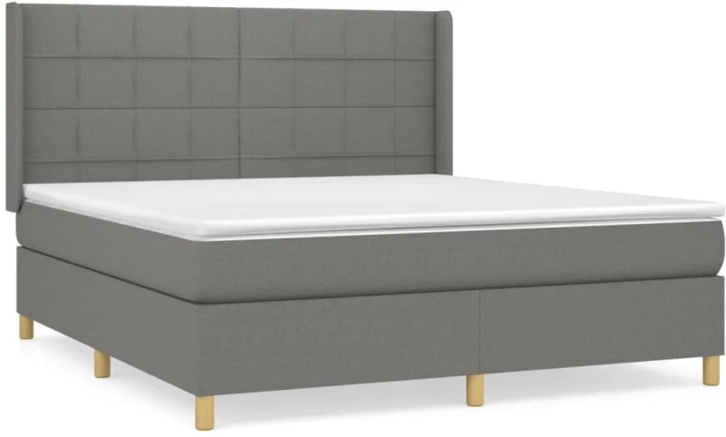 ΚΡΕΒΑΤΙ BOXSPRING ΜΕ ΣΤΡΩΜΑ ΣΚΟΥΡΟ ΓΚΡΙ 180X200 ΕΚ ΥΦΑΣΜΑΤΙΝ 3132010