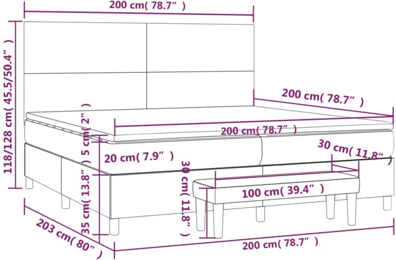 ΚΡΕΒΑΤΙ BOXSPRING ΜΕ ΣΤΡΩΜΑ ΜΑΥΡΟ 200X200 ΕΚ. ΥΦΑΣΜΑΤΙΝΟ 3137023