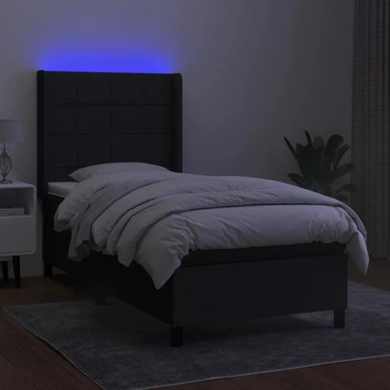ΚΡΕΒΑΤΙ BOXSPRING ΜΕ ΣΤΡΩΜΑ & LED ΜΑΥΡΟ 90X200 ΕΚ. ΥΦΑΣΜΑΤΙΝΟ 3138287
