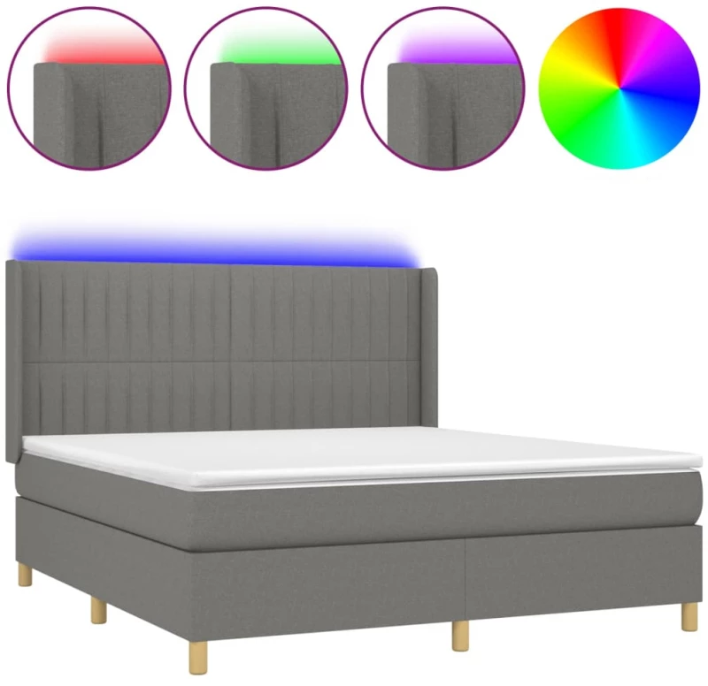 ΚΡΕΒΑΤΙ BOXSPRING ΜΕ ΣΤΡΩΜΑ & LED ΣΚ.ΓΚΡΙ 180X200 ΕΚ ΥΦΑΣΜΑΤΙΝΟ 3139054