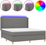 ΚΡΕΒΑΤΙ BOXSPRING ΜΕ ΣΤΡΩΜΑ & LED ΣΚ.ΓΚΡΙ 180X200 ΕΚ ΥΦΑΣΜΑΤΙΝΟ 3139054