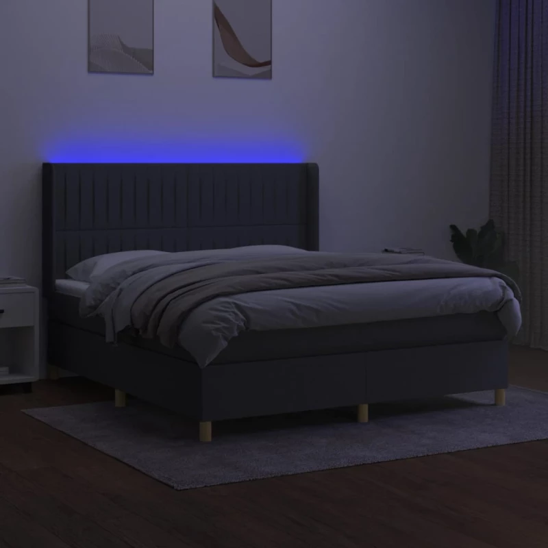 ΚΡΕΒΑΤΙ BOXSPRING ΜΕ ΣΤΡΩΜΑ & LED ΣΚ.ΓΚΡΙ 180X200 ΕΚ ΥΦΑΣΜΑΤΙΝΟ 3139054