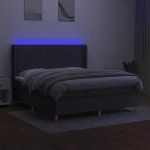 ΚΡΕΒΑΤΙ BOXSPRING ΜΕ ΣΤΡΩΜΑ & LED ΣΚ.ΓΚΡΙ 180X200 ΕΚ ΥΦΑΣΜΑΤΙΝΟ 3139054