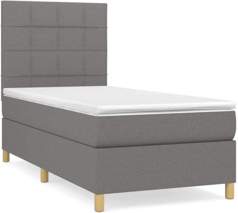 ΚΡΕΒΑΤΙ BOXSPRING ΜΕ ΣΤΡΩΜΑ ΣΚΟΥΡΟ ΓΚΡΙ 90X200 ΕΚ. ΥΦΑΣΜΑΤΙΝΟ 3142306