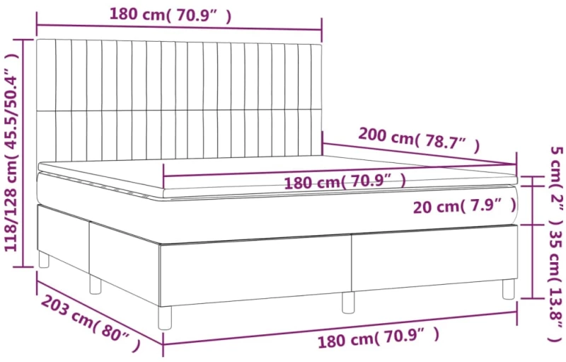 ΚΡΕΒΑΤΙ BOXSPRING ΜΕ ΣΤΡΩΜΑ ΣΚΟΥΡΟ ΓΚΡΙ 180X200 ΕΚ. ΒΕΛΟΥΔΙΝΟ 3143158