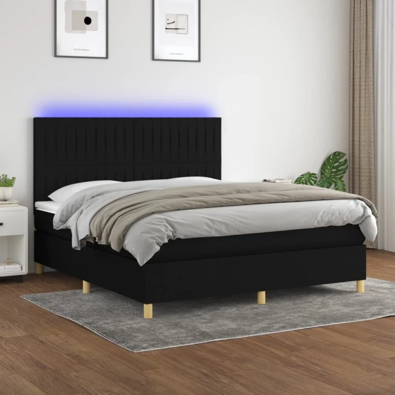 ΚΡΕΒΑΤΙ BOXSPRING ΜΕ ΣΤΡΩΜΑ & LED ΜΑΥΡΟ 180X200 ΕΚ. ΥΦΑΣΜΑΤΙΝΟ 3135615