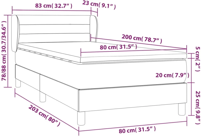 ΚΡΕΒΑΤΙ BOXSPRING ΜΕ ΣΤΡΩΜΑ ΑΝΟΙΧΤΟ ΓΚΡΙ 80X200 ΕΚ. ΥΦΑΣΜΑΤΙΝΟ 3126837