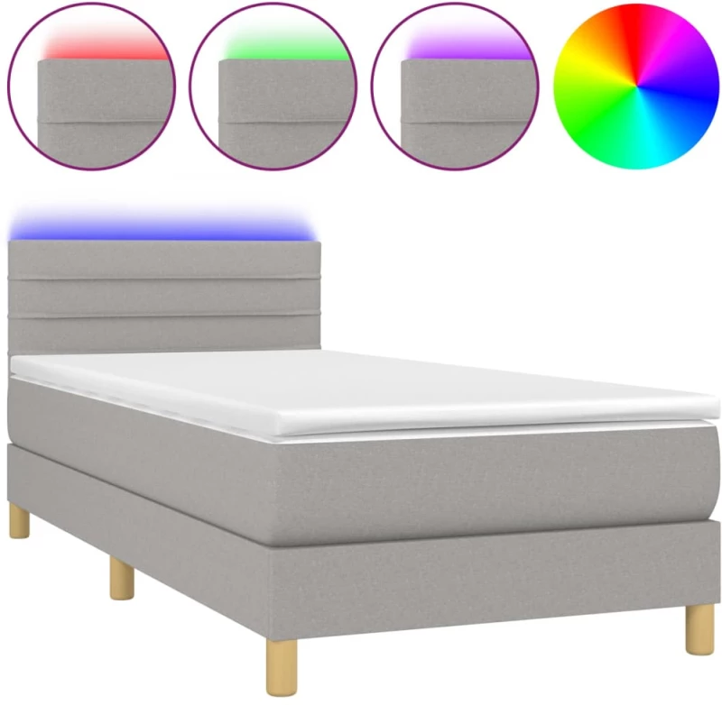 ΚΡΕΒΑΤΙ BOXSPRING ΜΕ ΣΤΡΩΜΑ & LED ΑΝ.ΓΚΡΙ 80X200 ΕΚ. ΥΦΑΣΜΑΤΙΝΟ 3133749