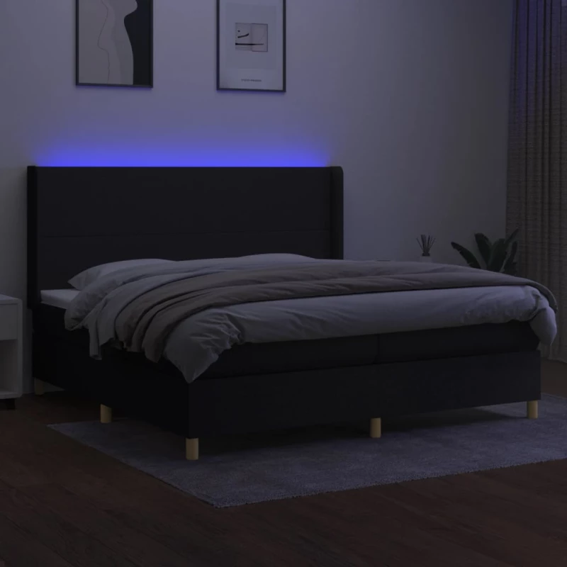 ΚΡΕΒΑΤΙ BOXSPRING ΜΕ ΣΤΡΩΜΑ & LED ΜΑΥΡΟ 200X200 ΕΚ. ΥΦΑΣΜΑΤΙΝΟ 3138743