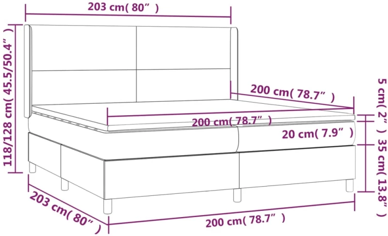 ΚΡΕΒΑΤΙ BOXSPRING ΜΕ ΣΤΡΩΜΑ & LED ΜΑΥΡΟ 200X200 ΕΚ. ΥΦΑΣΜΑΤΙΝΟ 3138743