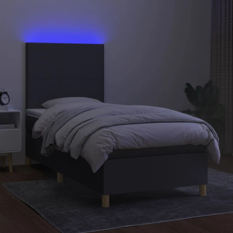 ΚΡΕΒΑΤΙ BOXSPRING ΜΕ ΣΤΡΩΜΑ & LED ΣΚ.ΓΚΡΙ 90X200 ΕΚ. ΥΦΑΣΜΑΤΙΝΟ 3135246