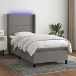 ΚΡΕΒΑΤΙ BOXSPRING ΜΕ ΣΤΡΩΜΑ & LED ΣΚ.ΓΚΡΙ 100X200 ΕΚ ΥΦΑΣΜΑΤΙΝΟ 3138214