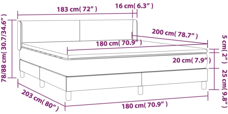 ΚΡΕΒΑΤΙ BOXSPRING ΜΕ ΣΤΡΩΜΑ ΣΚΟΥΡΟ ΓΚΡΙ 180X200 ΕΚ ΥΦΑΣΜΑΤΙΝ 3129570