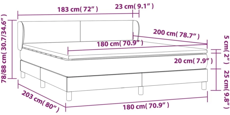 ΚΡΕΒΑΤΙ BOXSPRING ΜΕ ΣΤΡΩΜΑ ΣΚΟΥΡΟ ΓΚΡΙ 180X200 ΕΚ ΥΦΑΣΜΑΤΙΝ 3126102