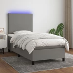 ΚΡΕΒΑΤΙ BOXSPRING ΜΕ ΣΤΡΩΜΑ & LED ΣΚ.ΓΚΡΙ 90X190 ΕΚ. ΥΦΑΣΜΑΤΙΝΟ 3134678