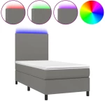 ΚΡΕΒΑΤΙ BOXSPRING ΜΕ ΣΤΡΩΜΑ & LED ΣΚ.ΓΚΡΙ 90X190 ΕΚ. ΥΦΑΣΜΑΤΙΝΟ 3134678